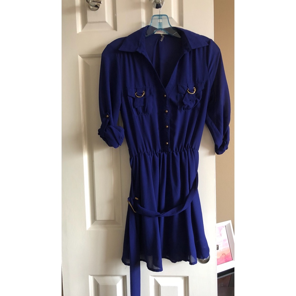 Agaci Pretty Royal Blue Shirtdress